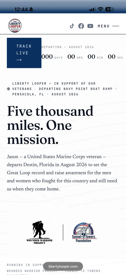Liberty Looper website shown on a phone